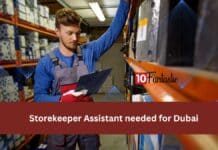 Storekeeper Assistant needed for Dubai