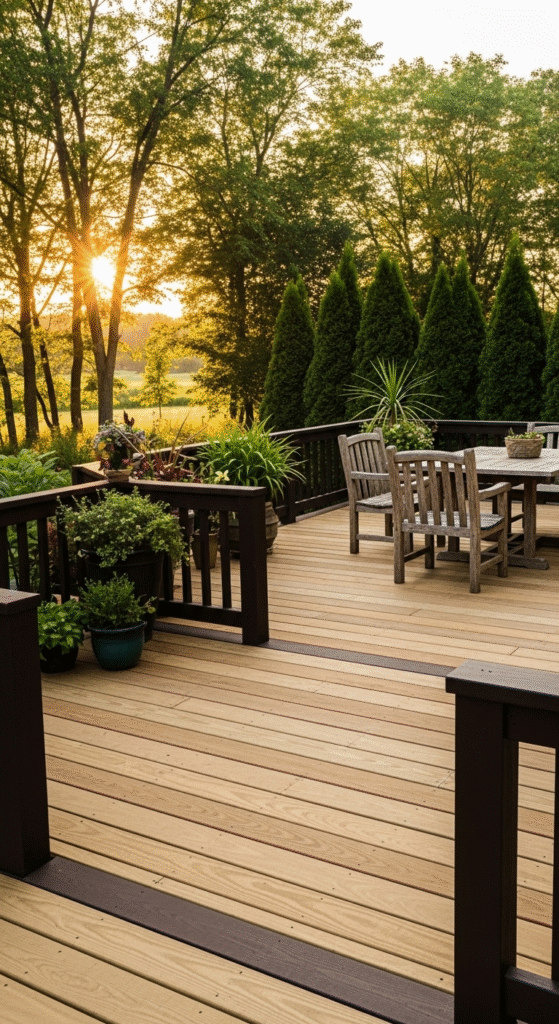 Classic Brown and Tan for a Natural Look - 2 Tone Deck Color Ideas
