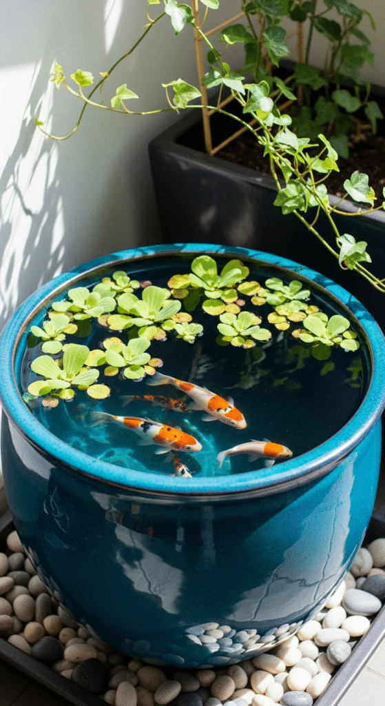 Container Koi Pond with Plants