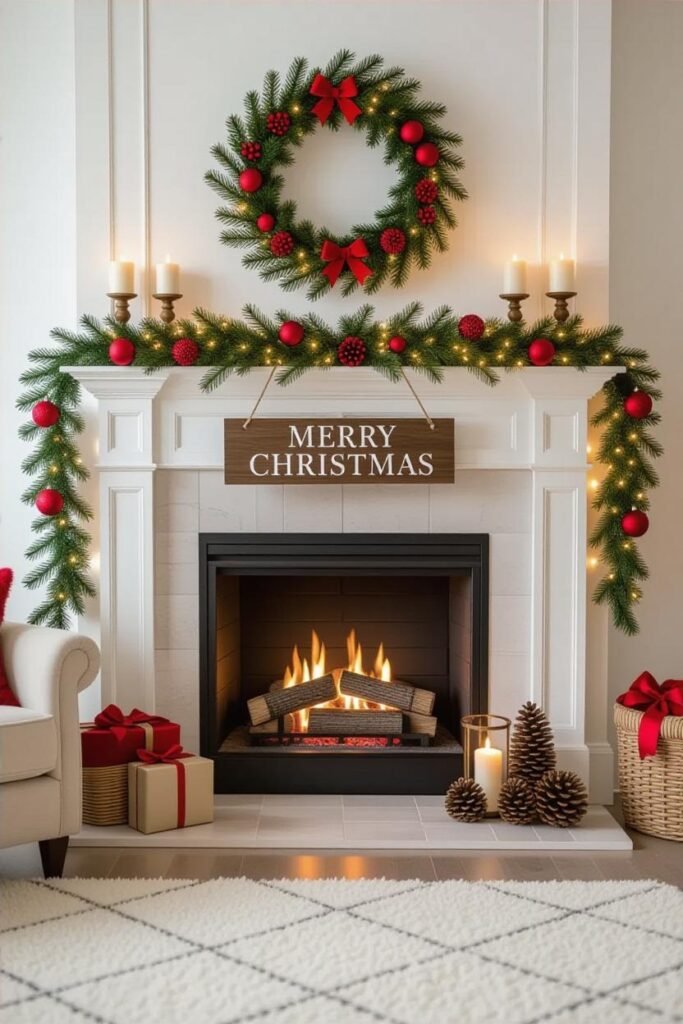 Cozy Fireplace Mantel Glow