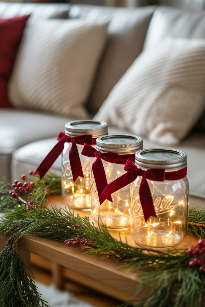 Glittery Mason Jar Lanterns