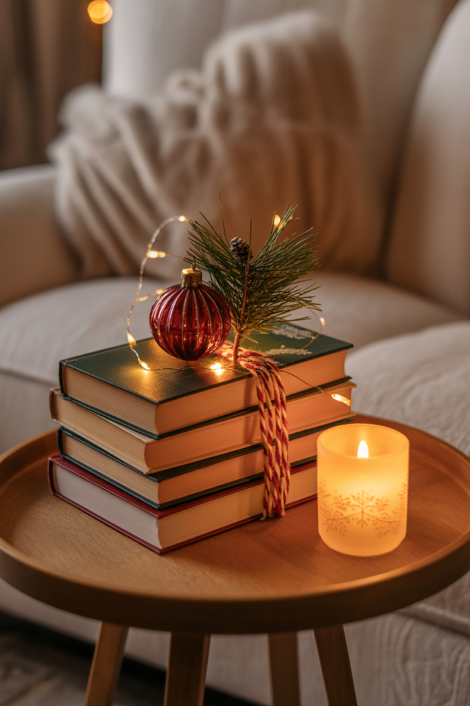 Holiday Book Stack Display