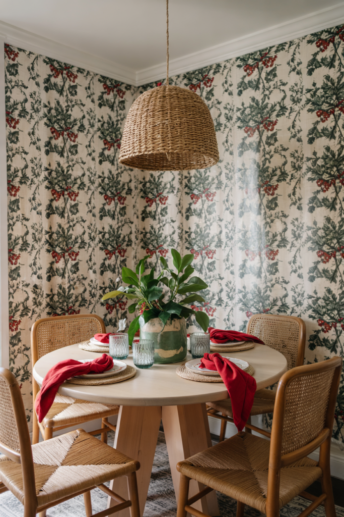 Holly and Berry Print Wallpaper - Christmas Wallpaper Ideas