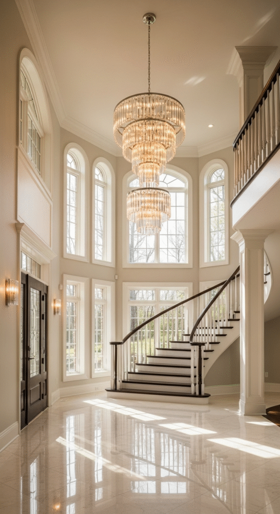 Make a Statement with a Chandelier - 2-Story Foyer Decorating Ideas