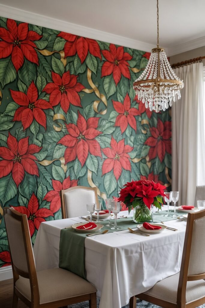 Red Floral Christmas Wallpaper