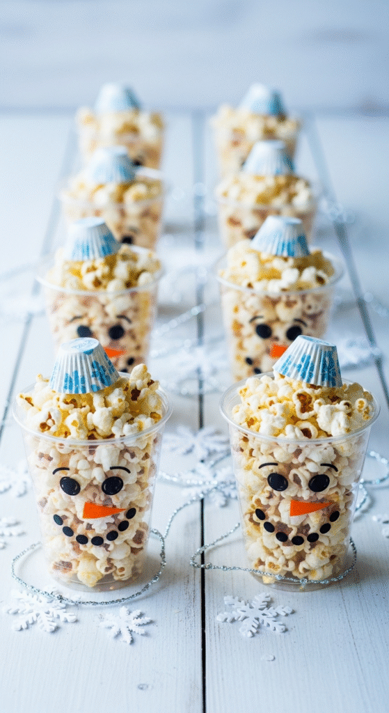 Day Two: Snowman Popcorn Cups - 12 Days of Christmas Snack Ideas
