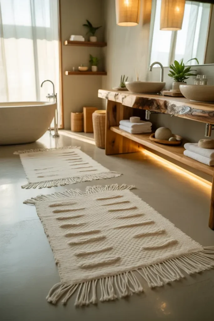 Add Texture Through Rugs and Mats - Spa Bathroom Ideas