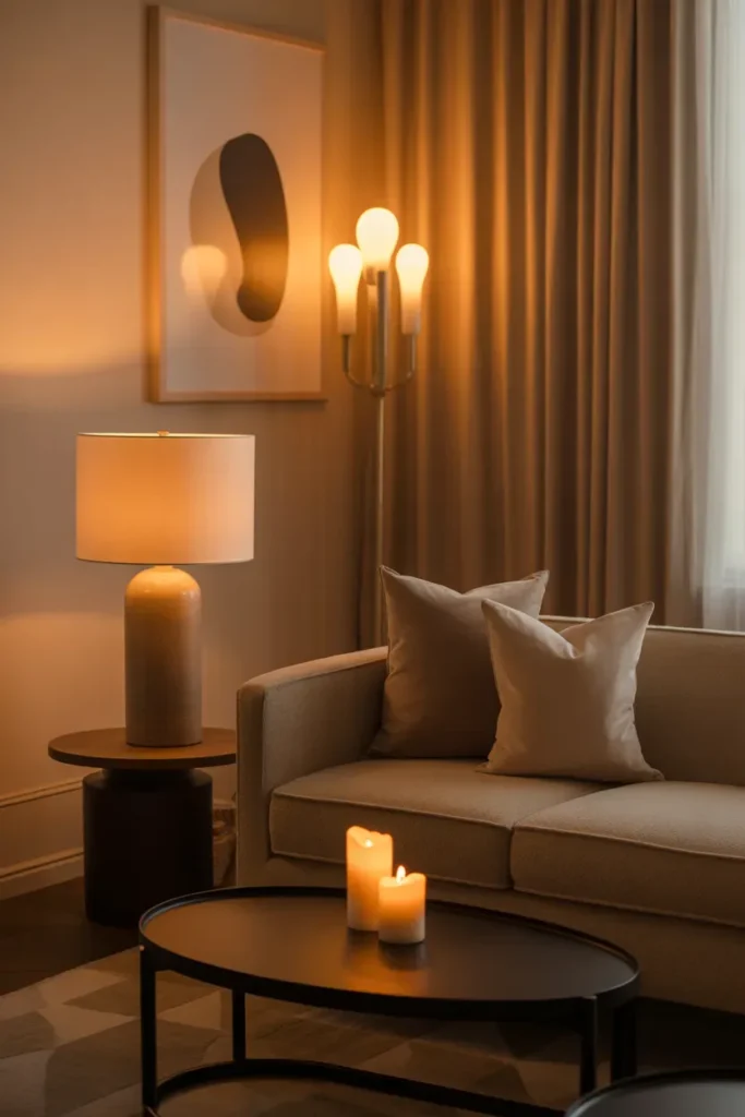 Add Warm Lighting Around Your Sofa