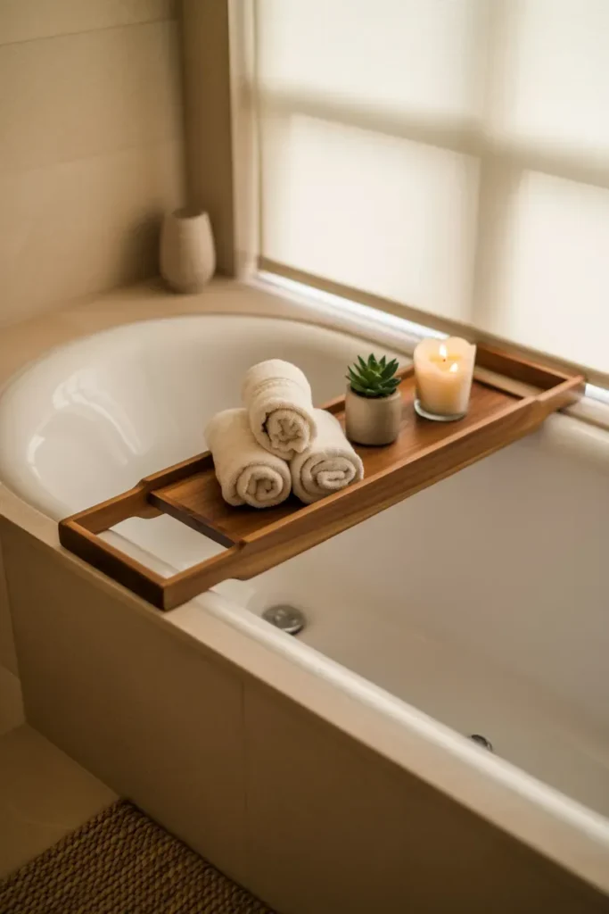 Add a Bath Tray for Relaxation