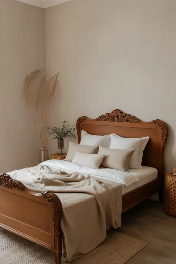 Antique Wooden Bedframe - Vintage Bedroom Ideas