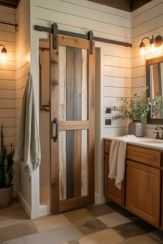 Barn Door Shower - Farmhouse Bathroom Ideas
