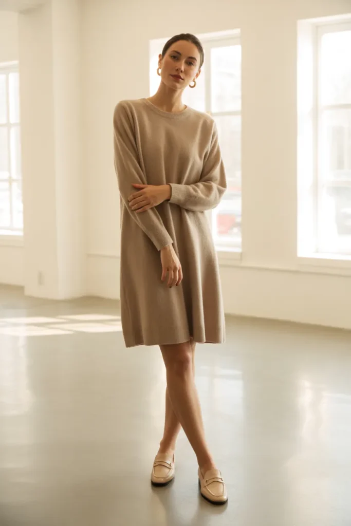 Beige Sweater Dress