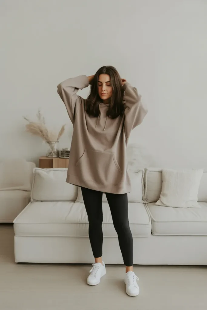 Black Leggings and an Oversized Hoodie