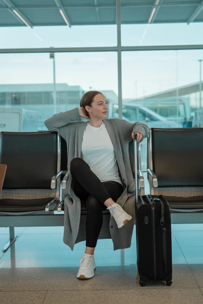 Black Leggings with a Long Cardigan