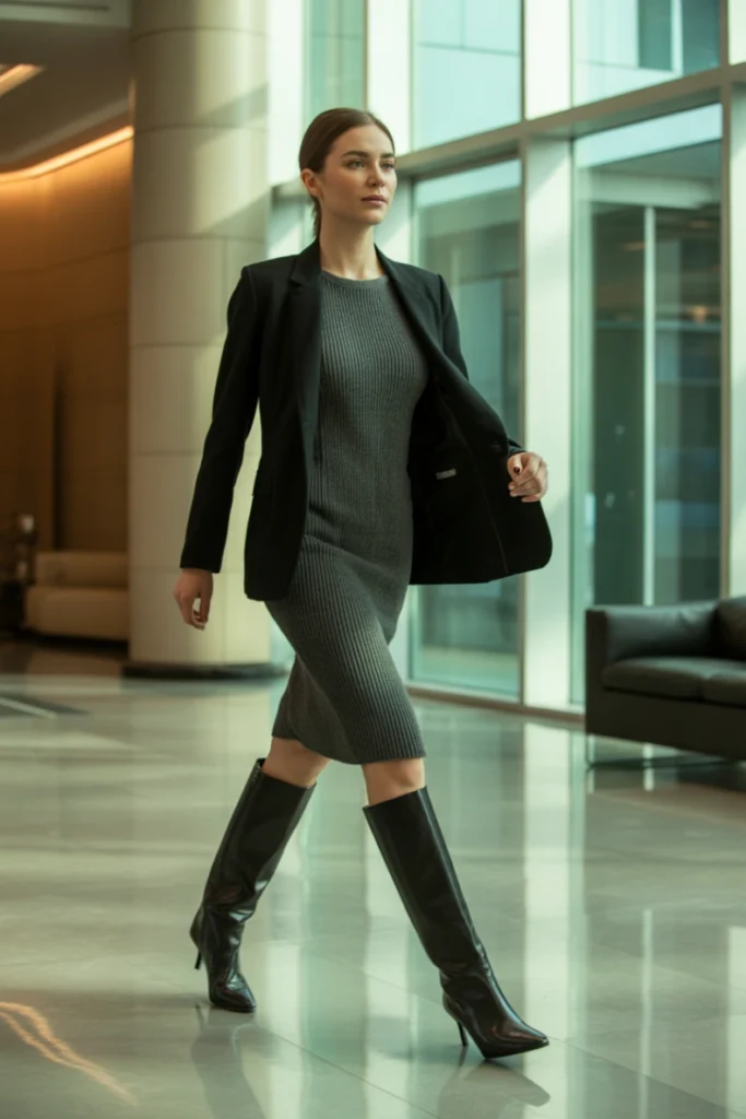 Blazer Over Knit Dress