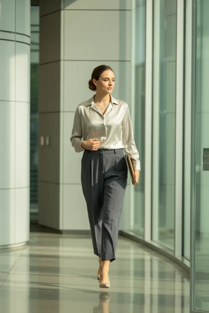 Blouse with Cropped Trousers - Work Outfit Ideas