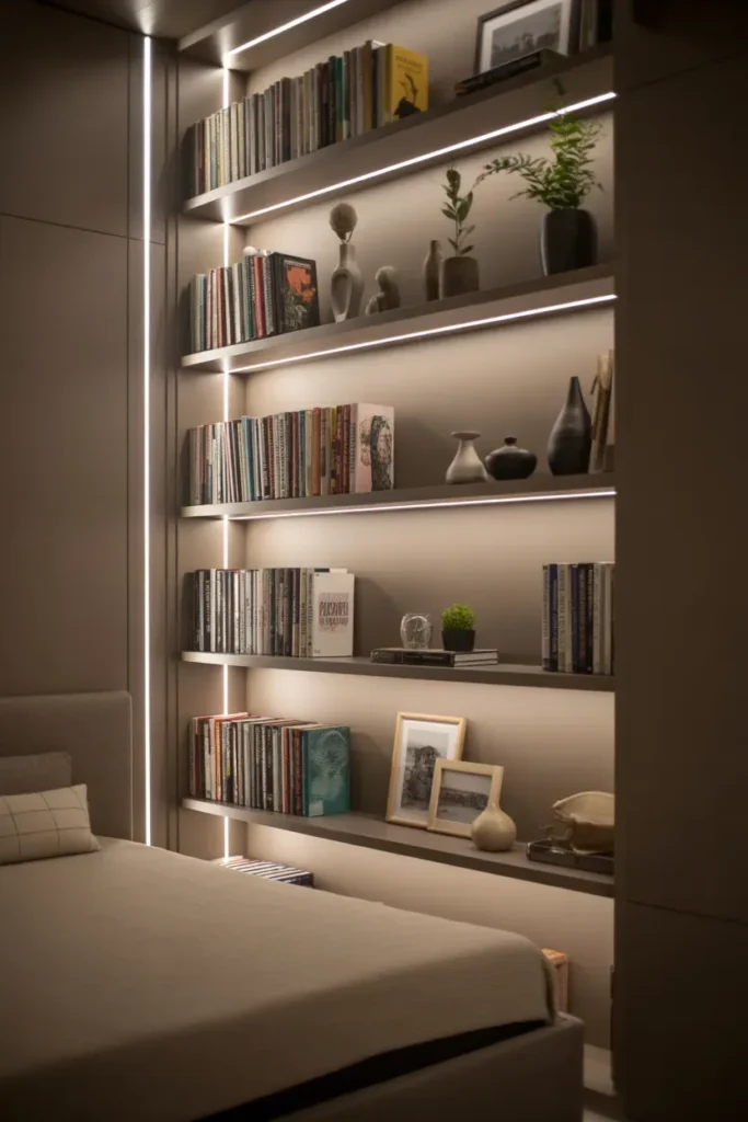 Bookshelf with Built-In Lighting
