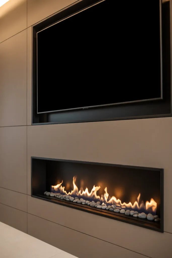 Built-In Fireplace Under the TV