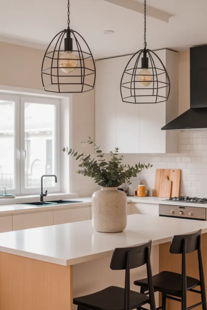 Cage Lights for a Simple Structured Look - Kitchen Lighting Ideas