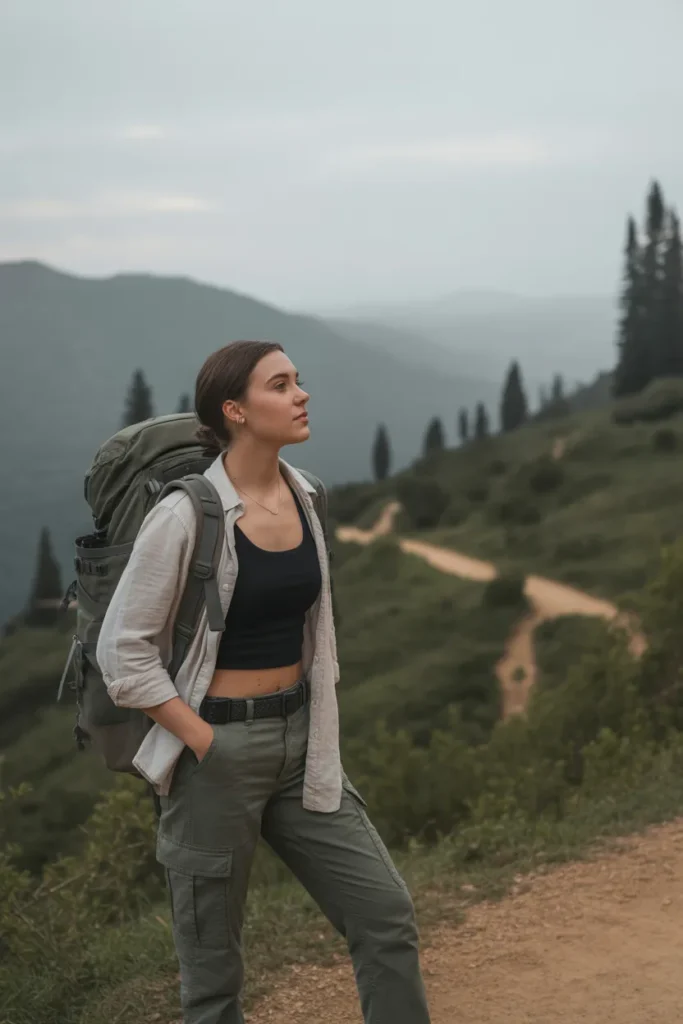 Cargo Pants with a Tank and Light Shirt