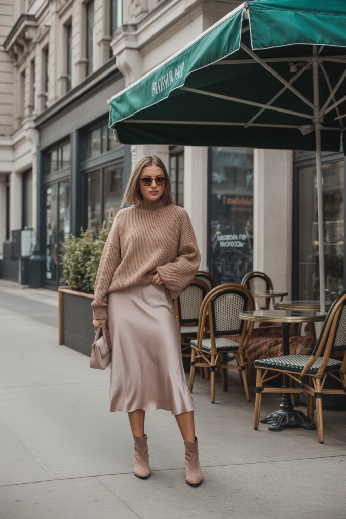 Chunky Sweater with Midi Skirt