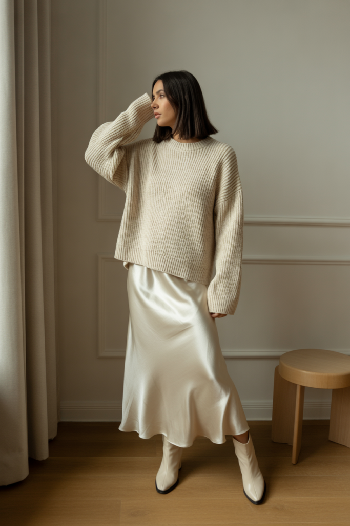 Chunky Sweater with Slip Dress