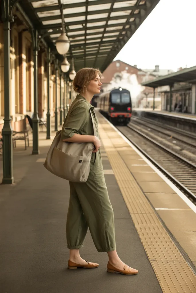 Comfy Jumpsuit with Flat Shoes