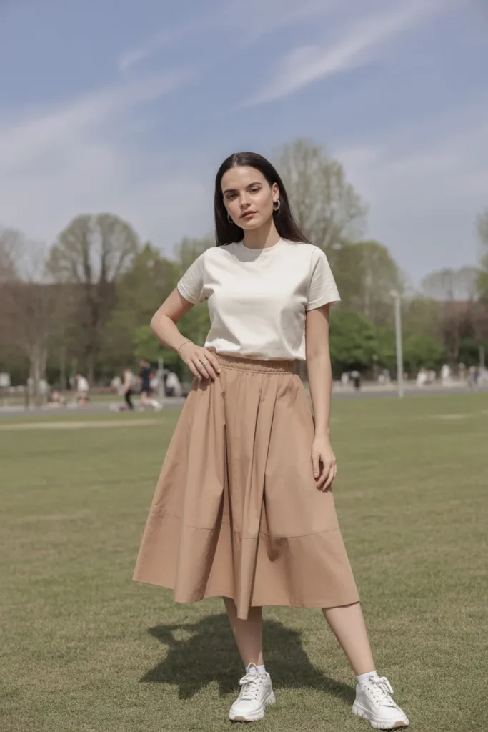 Cotton Tee with A-Line Skirt