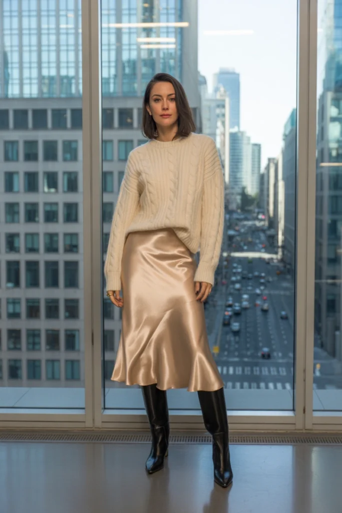 Cozy Sweater with Slip Skirt