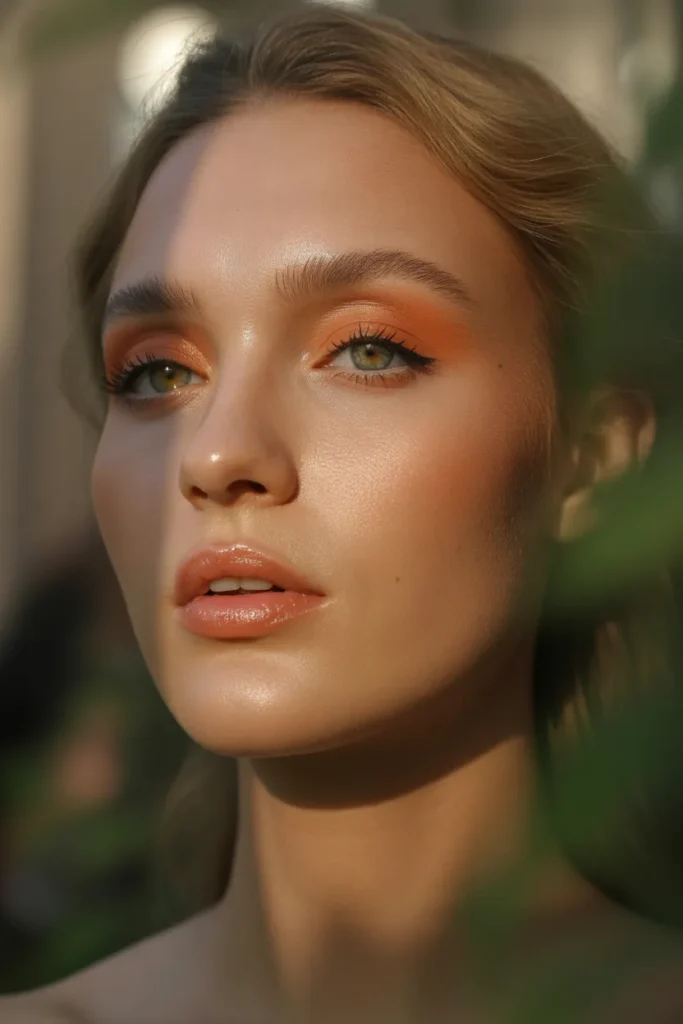 Dewy Skin with Light Peach Eyes