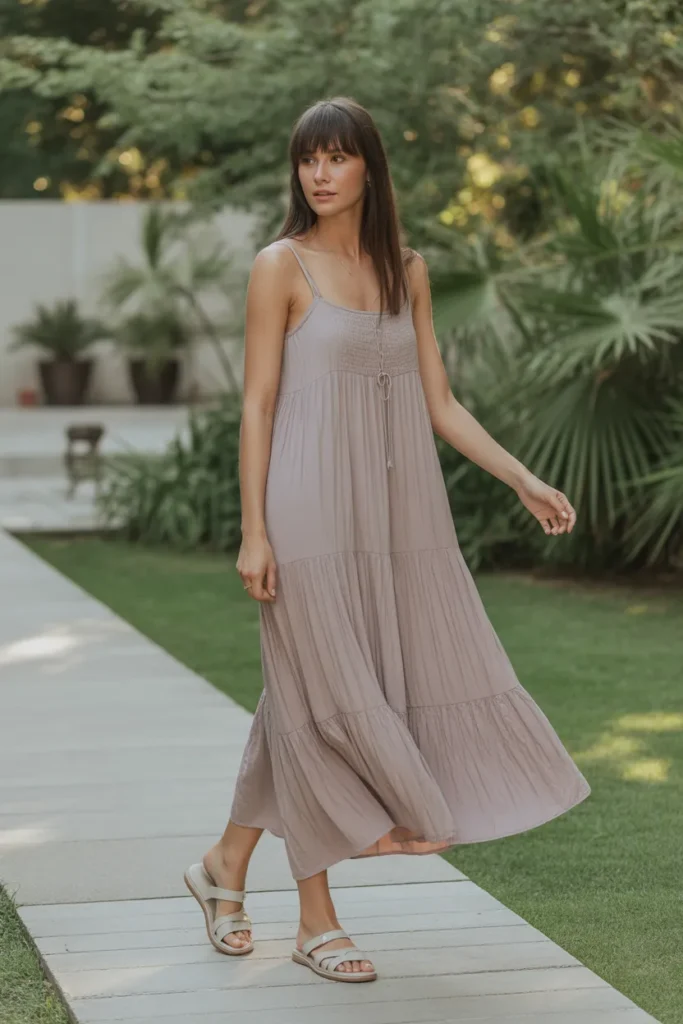 Flowy Maxi Dress With Light Sandals