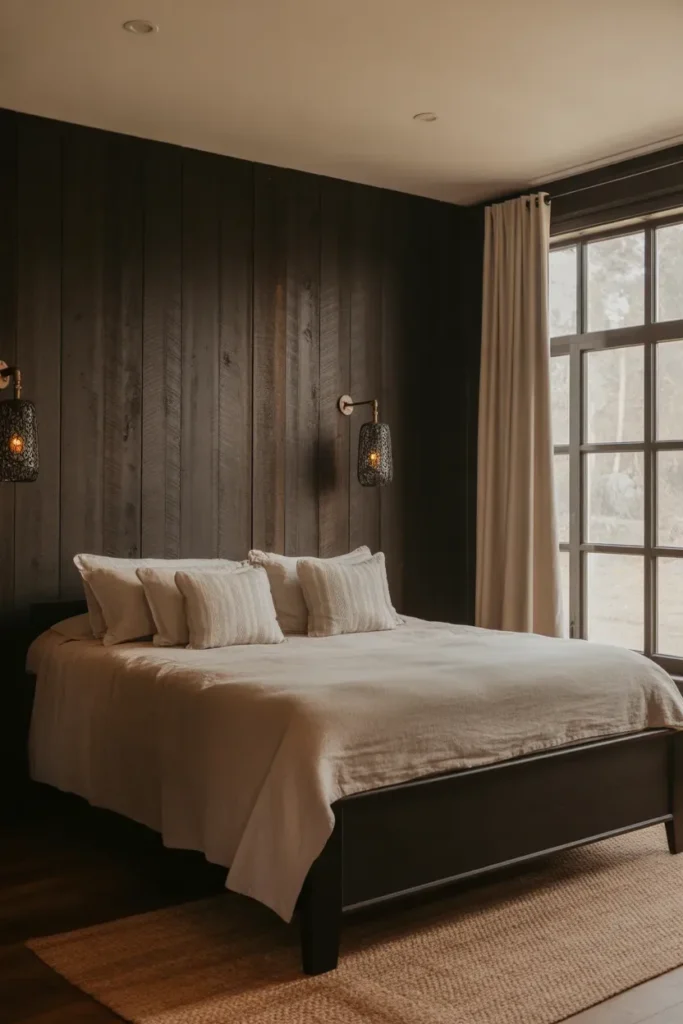 Go Rustic with Wood Panel Walls - Brown Bedroom Ideas