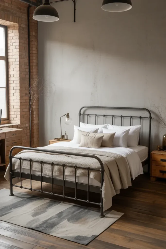 Industrial Metal Frame With Raw Wood Accents