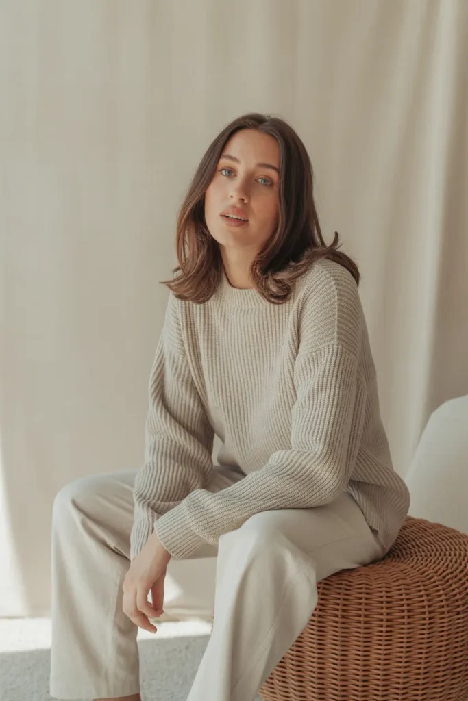 Knit Sweater with Relaxed Trousers