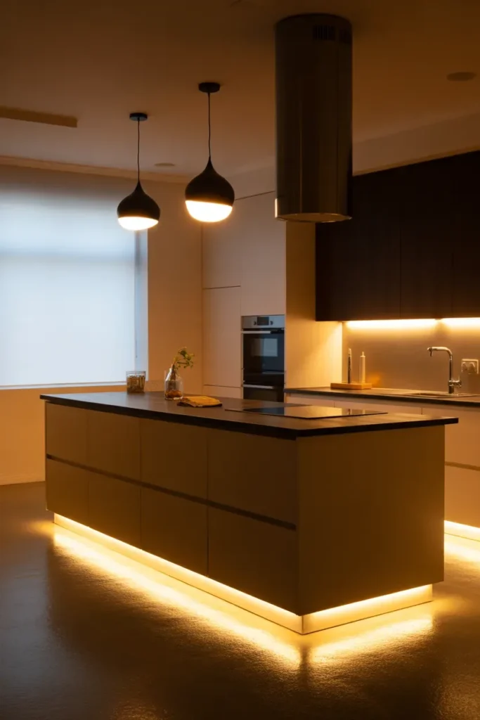 LED Strip Lighting Under the Island Counter