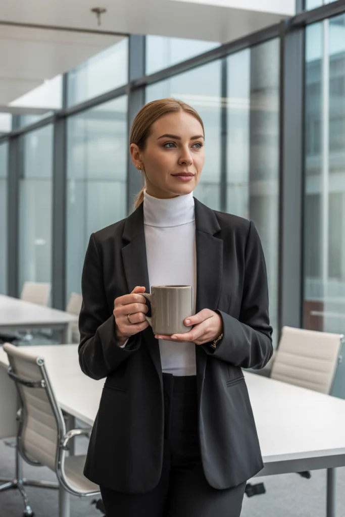 Layered Blazer and Turtleneck Combo