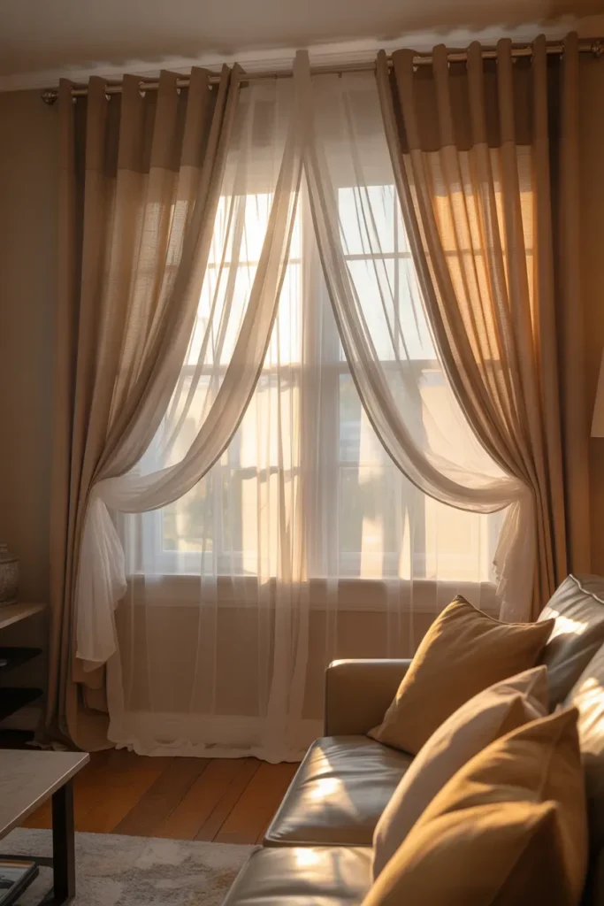 Layered Curtains for Depth - Living Room Curtain Ideas