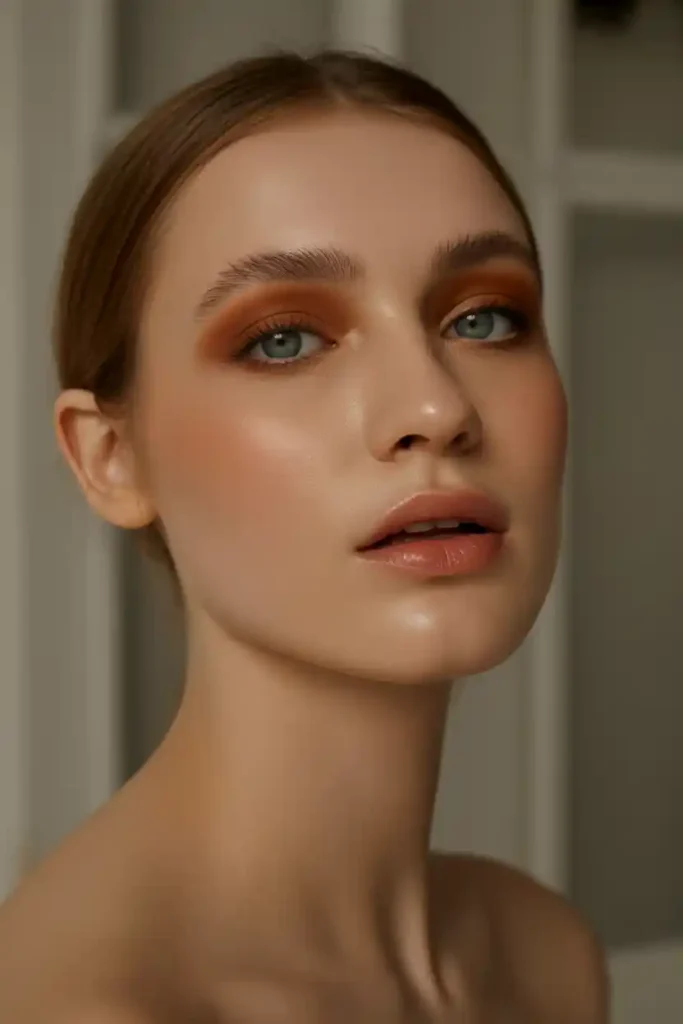 Light Brown Eyes with Peach Lips