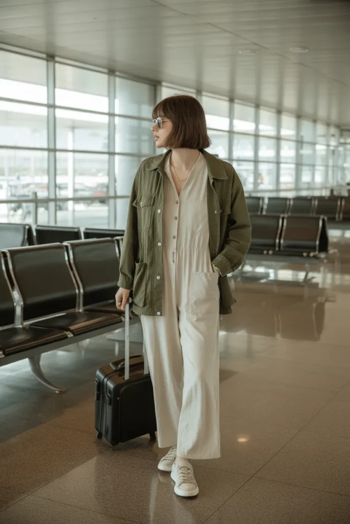 Lightweight Jumpsuit With Utility Jacket