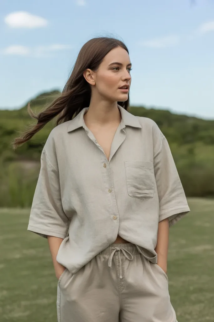 Linen Shirt with Drawstring Pants
