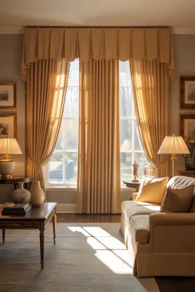 Living Room Curtain Ideas with a Valance