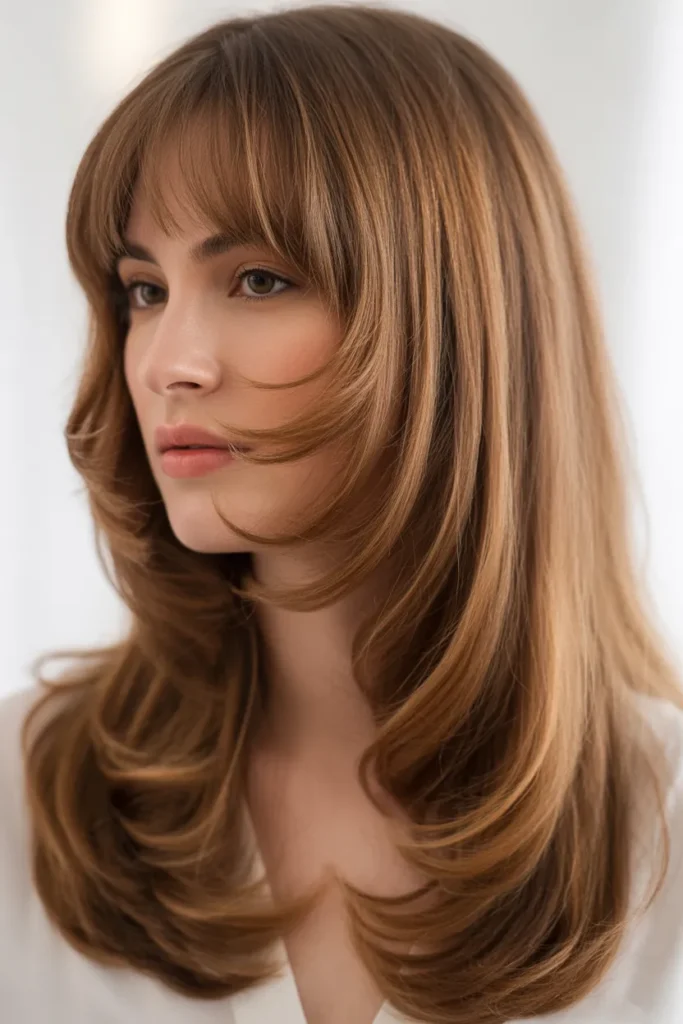 Long Layers with Curtain Bangs