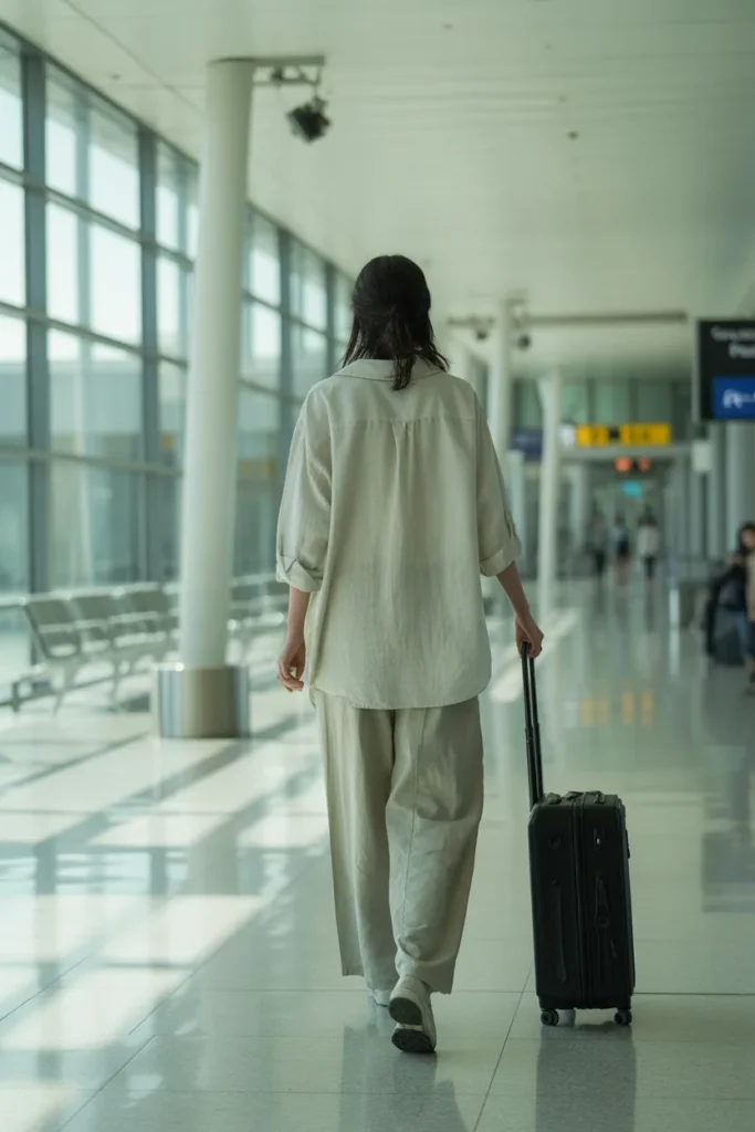 Loose Linen Pants With Oversized Button-Up Shirt - Airport Outfit Ideas
