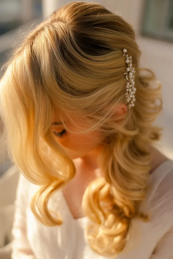 Loose Low Waves with Hair Pins