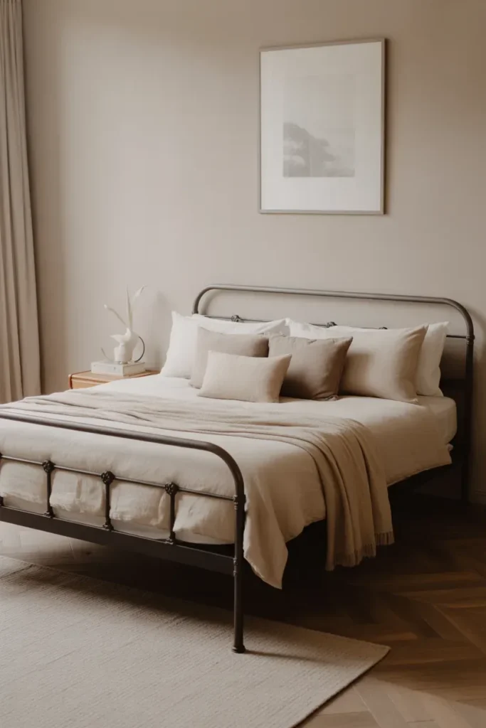 Low Metal Frame for a Minimal Bedroom - Metal Frame Bedroom Ideas