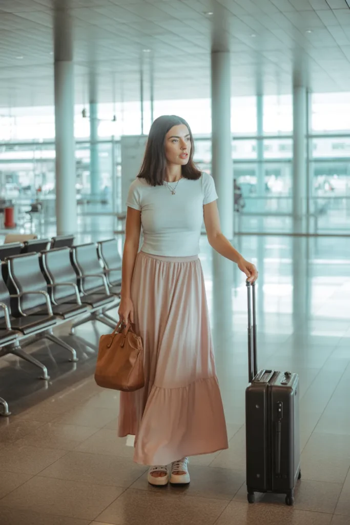 Maxi Skirt with Fitted Tee