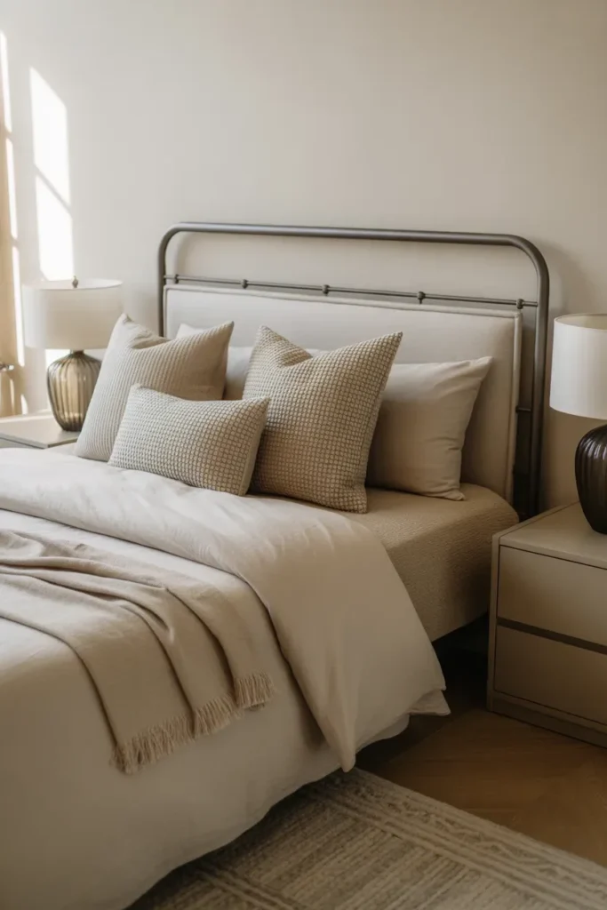 Metal Frame With Soft Upholstered Headboard