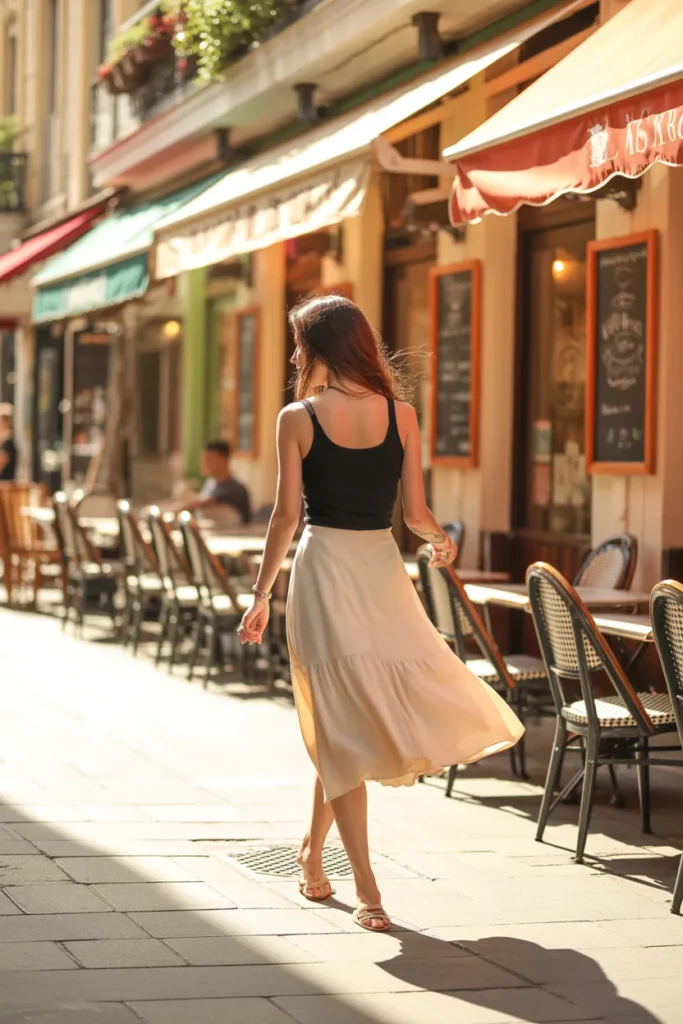 Midi Skirt with a Tank Top