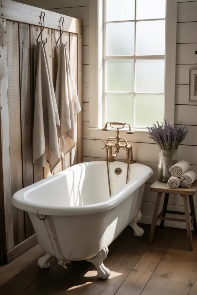 Open Bathtub with Wooden Surround