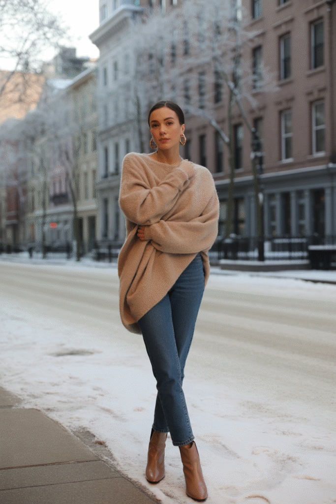 Oversized Sweater with Slim Jeans